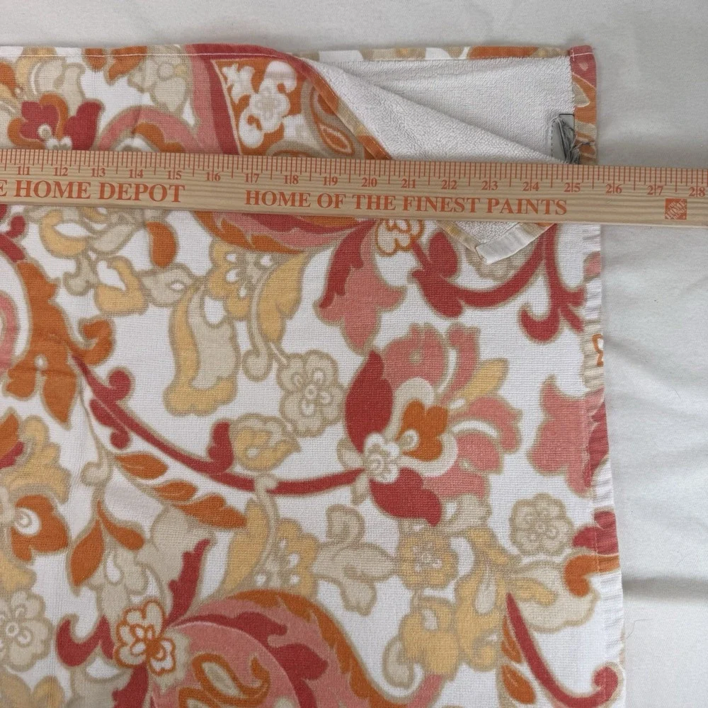 POTTERY BARN 4 Pc Bath & Hand Towel Set Red Coral Gold Paisley Floral Jacobean
